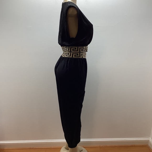 Cien Size Medium Black Satin 2Pc Pant Set With Geometric Elastic Waist. Preloved - Picture 5 of 8